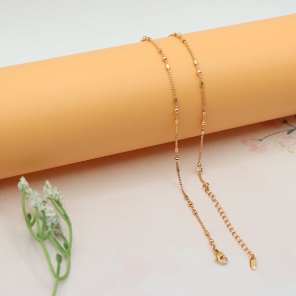 "Delicate Rose Gold Necklace with Beads, XPNL0186 - Picture 12 of 12